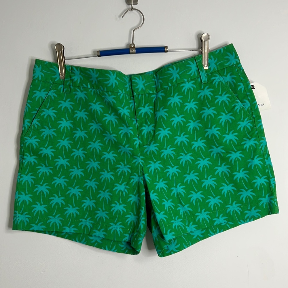NWT Caslon Green Blue Palm Tree Shorts Summer Vacation Size 14